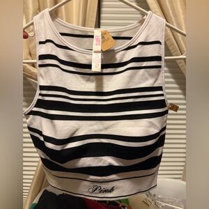 Victoria's Secret Black and White Striped Crop Top